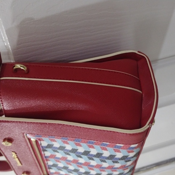 Samantha Vega Red Tricolor 2 ways Bag Shoulder Bag Handbag - Excellent Condition - Picture 4 of 11